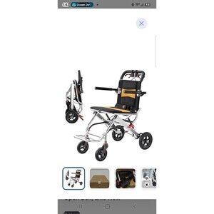 Ultra Lightweight Folding Transport Wheelchair Portable Aluminum Travel Chair